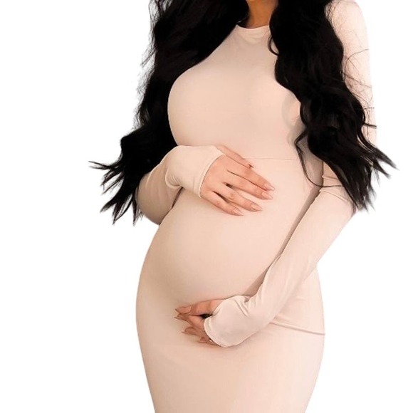 Anyutas Couture Custom Maternity Photoshoot Dress with Train Med/Lrg Champagne - Picture 9 of 11